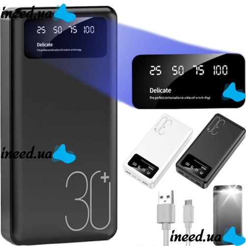 Charger UMB Power Bank 30000 mAh Martec Delicate 2xUSB with Flashlight, Portable Battery Powerbank External Battery Charging for Phone