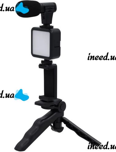 Набор блогера Video Making Kit AY-49 4 в 1 комплект штатив с креплением для телефона, LED подсветкой и микрофоном для селфи и видео Android IOS