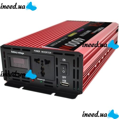 Автомобильный инвертор V-TEK VDK-4000W 12V-220V С LED-экраном и usb разъемом, Авто преобразователь напряжения тока от прикуривателя и аккумулятора