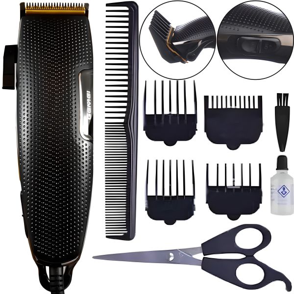 Professional Wired Hair Clipper Gemei GM-806 with 4 Removable Nozzles 9W from the network, Network Trimmer Gemmy GM806 Black