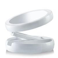 Настільне кругле косметичне дзеркало з LED-підсвічуванням My Fold Away для макіяжу, складане збільшувальне дзеркало 10x-трансформер з органайзером