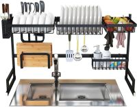 Сушарка для зберігання посуду над раковиною Storage Shelf Sink Rack XL - 738 двоярусна полиця для сушіння, настільний органайзер на мийку XY-6203 Чорний