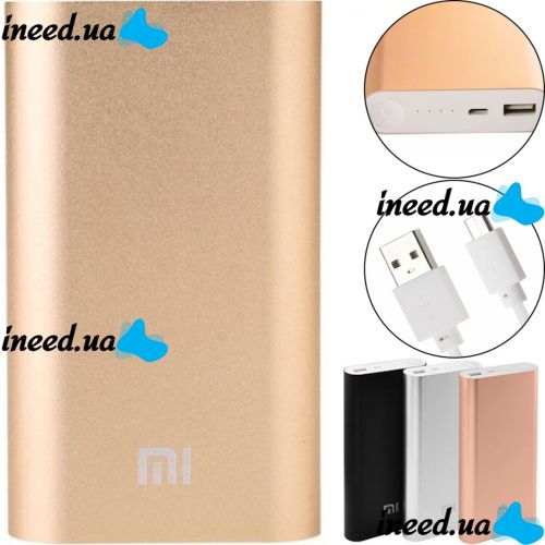 Portable Charger Xiaomi MI Power Bank 20800 mAh External Battery, Charging for IOS Android Phone Powerbank 2.1A USB Gold