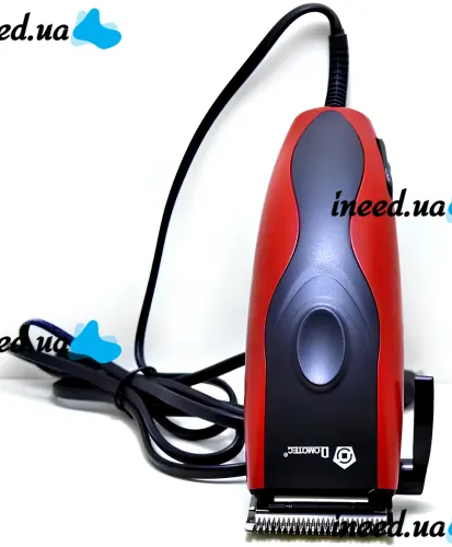 Провідна машинка для стрижки волосся Domotec MS-3304 12W професійний тример для окантовки бороди і вусів від мережі зі змінними насадками Червоний