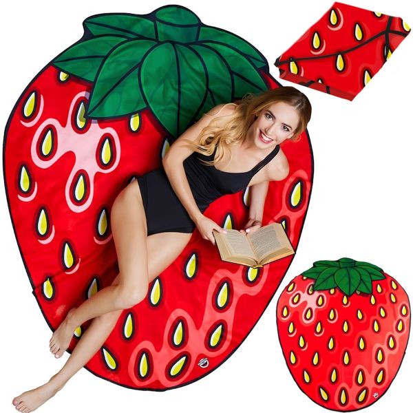 Пляжное 3D покрывало Bigmouth Beach Blanket Strawberry YX0012 безворсовый пляжный коврик 152х122 см подстилка полотенце для пикника и пляжа Клубника