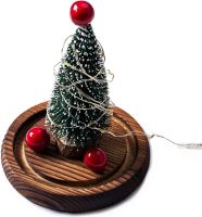 Новорічна ялинка в скляній колбі 15 см Christmas Light з LED гірляндою і кулями, настільний декоративний Різдвяний нічник на батарейках