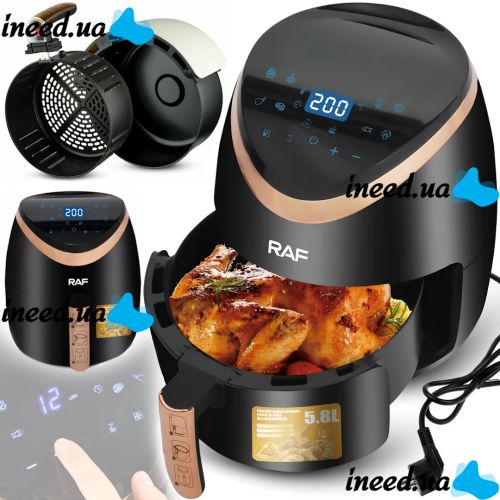 RAF Air Fryer R.5234B 5.8L Oil-Free Electric Air Fryer RAF Air Fryer R.5234B 7 programs 1500W Black
