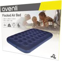 Inflatable Single mattress Avenli Flocked Air Bed Single 191x99x22cm up to 150 kg with velour coating, Inflatable bed for 1 place with pump Blue