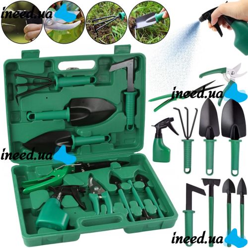 Garden tools set MAR-POL M83053 10 in 1 set of tools in a case, trowel rake secateurs trowel trowel brush cutter for garden and vegetable garden in a suitcase