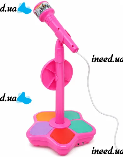 Kid Star Microphone 5352A for Kids on an Adjustable Stand with Backlight, Karaoke with Sound Effects, and MP3, for Children Ages 3 and Up—Pink