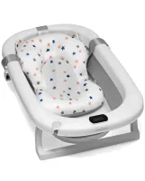 Smart Babyhood BH-334G folding baby bathtub for babies with LED thermometer, cushion and shower handle Grey