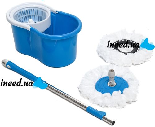 Комплект швабра с самоотжимом и ведром Magic Mop 360 (Меджик Моп) телескопическая швабра с Spin Mop с насадкой из микрофибры Easy Mop 360, Rotary Mop