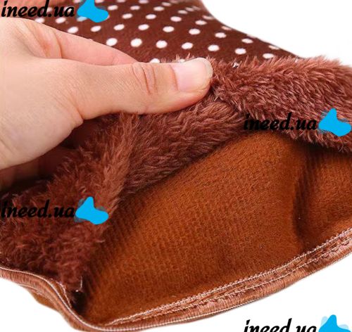 Электрическая водяная грелка Hot Water Bag HD-03 для согревания рук 500W Плюшевая мягкая муфта электрогрелка с подогревом 34х24 см от сети Коричневая