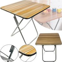 Tourist Folding Square Table Square Folding Table 60x60x70 cm for Picnic, Folding Aluminum MDF Table for Camping Brown