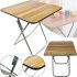 Tourist Folding Square Table Square Folding Table 60x60x70 cm for Picnic, Folding Aluminum MDF Table for Camping Brown