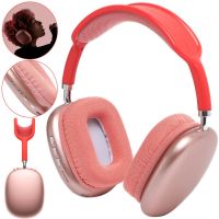 Накладні бездротові навушники Bluetooth Macaron P9 Max з AUX повнорозмірні блютуз стереонавушники зі слотом карти пам'яті MicroSD, TF Card червоні