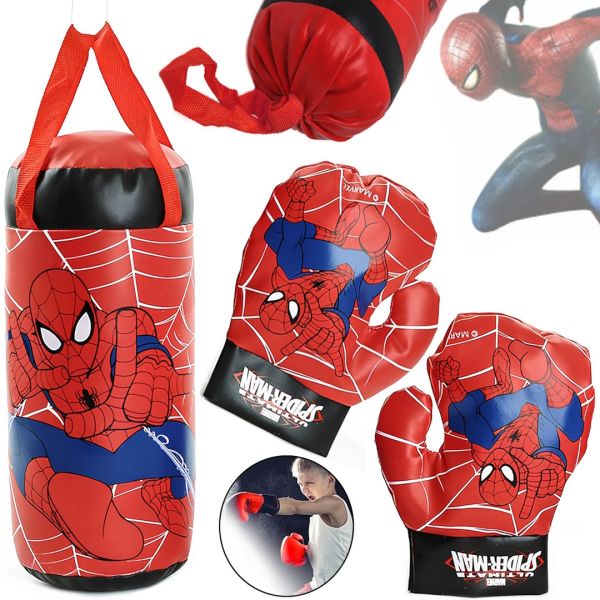 Игровой боксерский набор Disney Marvel Spiderman Kids Boxing Set детская подвесная груша с перчатки, комплект для отработки ударов для бокса от 3-х лет Человек паук
