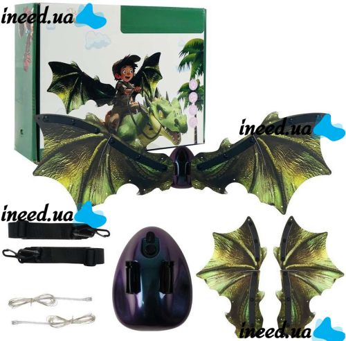 Дитячі рухливі крила Динозавра Dinosaur Wings 2 електричні карнавальні крила на ремінцях з підсвічуванням музикою і ефектом пурхання 85 см