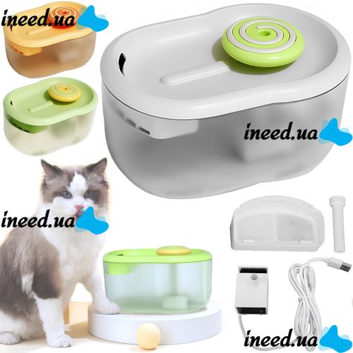 Автоматична поїлка для тварин Pet Water Dispenser 2.2 л електричний безшумний диспенсер, автопоїлка для води з фільтром для кішок і собак USB