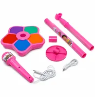 Kid Star Microphone 5352A for Kids on an Adjustable Stand with Backlight, Karaoke with Sound Effects, and MP3, for Children Ages 3 and Up—Pink