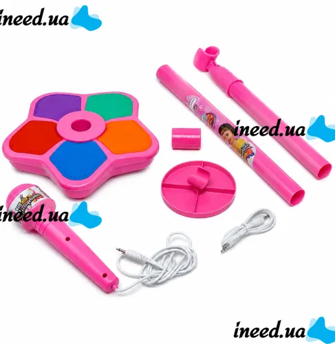Kid Star Microphone 5352A for Kids on an Adjustable Stand with Backlight, Karaoke with Sound Effects, and MP3, for Children Ages 3 and Up—Pink