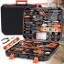 A set of tools in a 157-piece Kraft&Dele KD10837 briefcase, a set of car screwdrivers, keys, and a ratchet bit for cars and homes in a suitcase