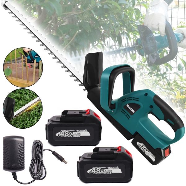 Аккумуляторный кусторез Makita DUH483Z 48V 4 Ah с двумя аккумуляторами, двусторонние ножницы Макита для обрезки веток, стрижки кустов и травы 48 см