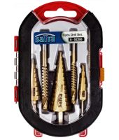 Set of Satra S-SDS6 step taper drill bits 6 pieces 4-32 mm set of titanium coated metal cutters for drill and screwdriver in a case