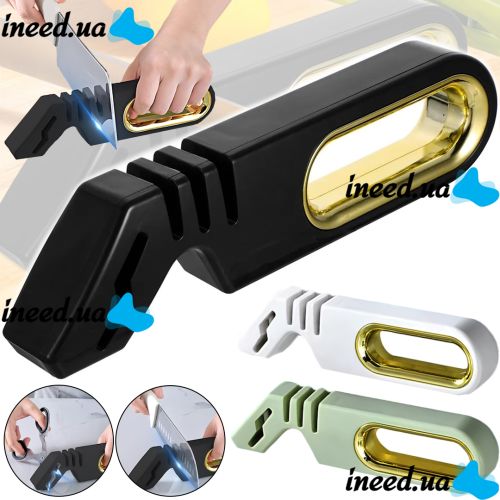 Ручна точилка для кухонних ножів Knife Sharpener NJ-522 4 в 1 настільна механічна ножеточка 5 секунд, точило для ножиць 3 рівні заточування