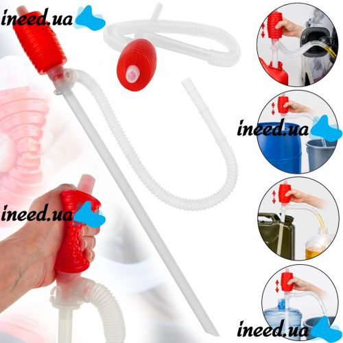Koshin PH-10A Siphon Hand Pump for transferring fuel and liquids at a rate of up to 10 L/min; suction bulb for draining and transferring water, 200 cm