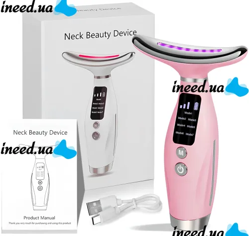Neck Beauty Device HY69 7 modes myostimulator for face and neck skin tightening and lifting with display and back light