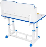 Bambi JU-5129 Convertible Children's Desk and Chair Set—Height-Adjustable Desk and Chair with Shelves and Backpack Holder, 26X-156, Blue