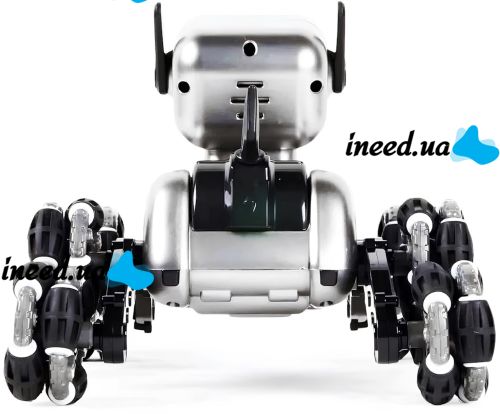 Трюкова собака робот Champions Stunt Robot Dog восьмиколісний щеня зі звуковими і світловими ефектами на радіокеруванні пультом і жестами USB