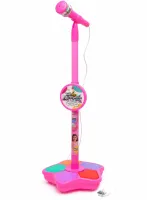 Kid Star Microphone 5352A for Kids on an Adjustable Stand with Backlight, Karaoke with Sound Effects, and MP3, for Children Ages 3 and Up—Pink