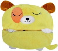 Sleeping Bag with Pillow for Children Happy Nappers Doggy 3 in 1 Children's Sleeping Bag 130X50 cm Cocoon Transformer, Pillow Toy with Zipper Yellow