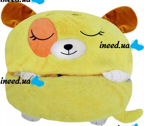 Sleeping Bag with Pillow for Children Happy Nappers Doggy 3 in 1 Children's Sleeping Bag 130X50 cm Cocoon Transformer, Pillow Toy with Zipper Yellow
