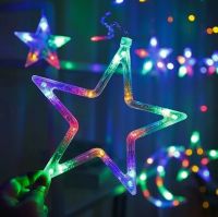 Внутрішня кольорова гірлянда завісу зірки Star Style 2.5х1 м 138 LED діодів M, Світлодіодна RGB гірлянда-завісу 12 зірок на вікно 2. 5мх1м 220V