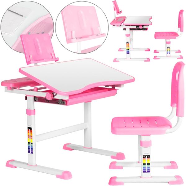 Children's desk with chair Bambi M 4818-4 student Desk and Chair with adjustable height and Stand for books from 3 years old NJ-492 Pink