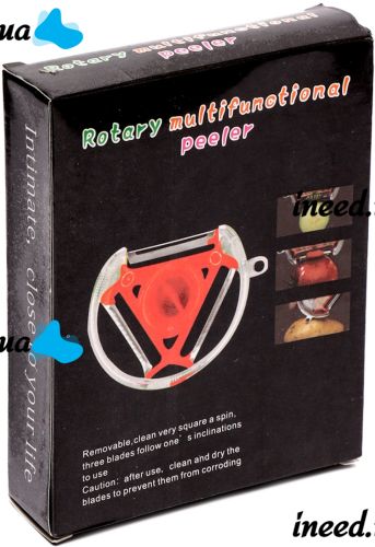 Ручна кругла овочерізка Rotary Multifunctional Peeler 3 в 1 універсальна тристороння терка для чищення і нарізки соломкою овочів і фруктів
