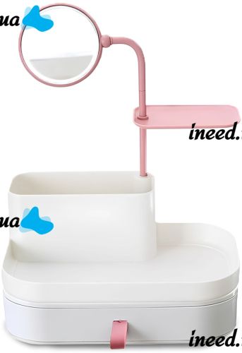 Органайзер для косметики Cosmetic organizer and mirror 7009 настільний бокс з дзеркалом і висувними ящиками, полички для зберігання біжутерії Білий
