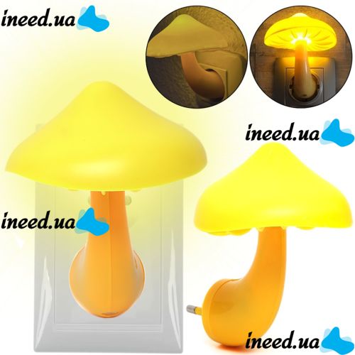 Ночник грибочек с датчиком освещения Mushroom LED Night Light BG146 светодиодный детский автоматический светильник гриб в розетку AC Prof 603