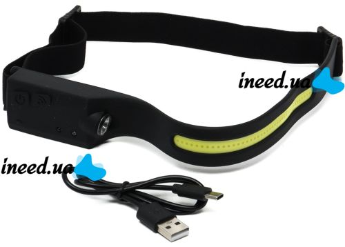 Налобный фонарик Bailong BL-G28 XPE COB 2 в 1 аккумуляторный светодиодный USB фонарик с креплением на голову с сенсором и датчиком движения YT200