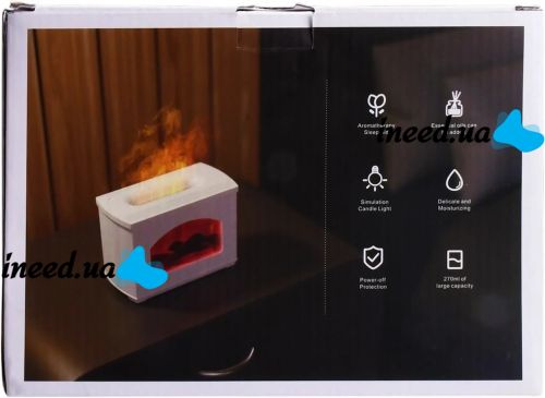 Зволожувач повітря камін з ефектом полум'я Fireplace Humidifier LT-9058 270 мл нічник аромадифузор з імітацією вогню і світлодіодним підсвічуванням USB
