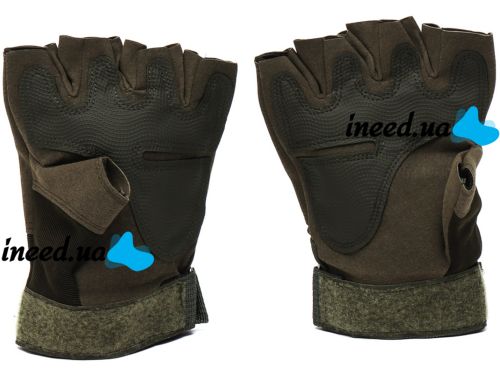 Tactical Gloves with Open Fingers Glove Support 7844 Fingerless Men's Military Gloves with Shockproof Inserts to Protect Knuckles Khaki