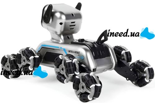 Трюкова собака робот Champions Stunt Robot Dog восьмиколісний щеня зі звуковими і світловими ефектами на радіокеруванні пультом і жестами USB