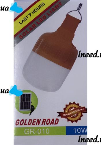 Аварійна LED лампа з сонячною панеллю Golden Road GR010 10W акумуляторний Підвісний Світильник на сонячній батареї з гачком для кемпінгу GR-010