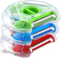 Ручна кругла овочерізка Rotary Multifunctional Peeler 3 в 1 універсальна тристороння терка для чищення і нарізки соломкою овочів і фруктів