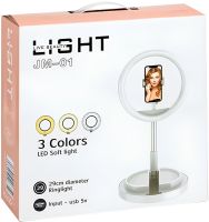 Настільна кільцева LED лампа на штативі Live Light JM-01 29 см селфи кільце з підсвічуванням і тримачем для телефону для фото і відео USB Рожеве