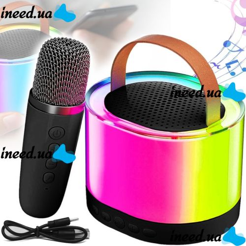 Акумуляторна колонка караоке Smart Portable Speaker K52 акустична Bluetooth система з бездротовим мікрофоном і RGB світломузикою AUX TF USB