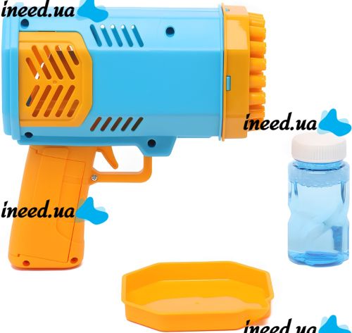 Генератор мильних бульбашок Rocket Bubble Gun на 40 отворів з піддоном, дитячий іграшковий пістолет з LED підсвічуванням на батарейках від 3-х років 555-2